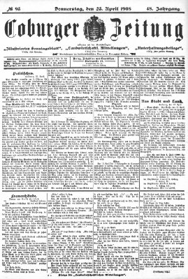 Coburger Zeitung Donnerstag 23. April 1908