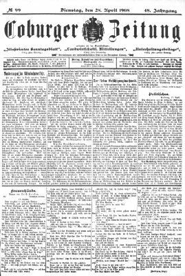 Coburger Zeitung Dienstag 28. April 1908