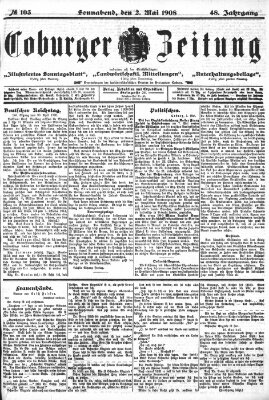 Coburger Zeitung Samstag 2. Mai 1908