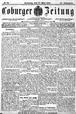 Coburger Zeitung Sonntag 17. Mai 1908