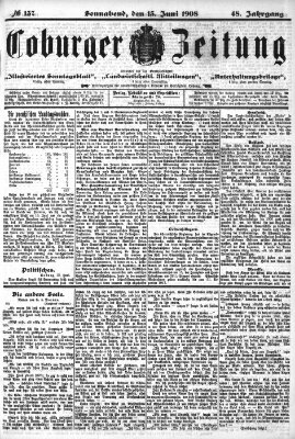 Coburger Zeitung Samstag 13. Juni 1908