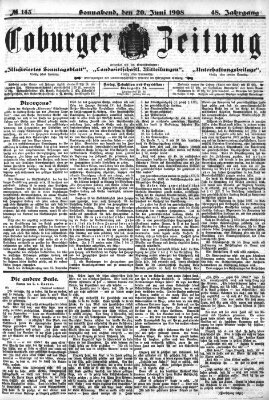 Coburger Zeitung Samstag 20. Juni 1908