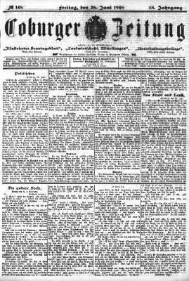 Coburger Zeitung Freitag 26. Juni 1908