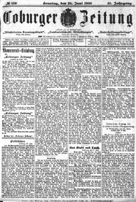 Coburger Zeitung Sonntag 28. Juni 1908