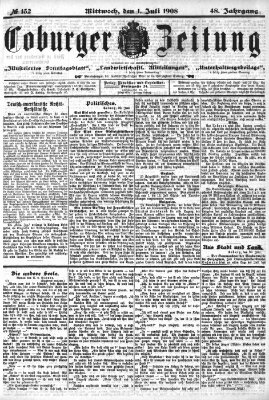 Coburger Zeitung Mittwoch 1. Juli 1908