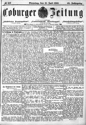 Coburger Zeitung Dienstag 21. Juli 1908