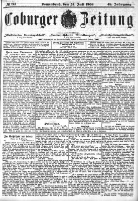 Coburger Zeitung Samstag 25. Juli 1908