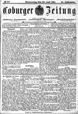 Coburger Zeitung Donnerstag 30. Juli 1908