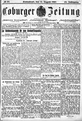 Coburger Zeitung Samstag 15. August 1908