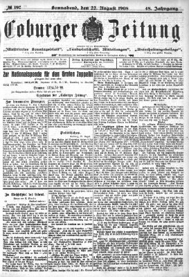 Coburger Zeitung Samstag 22. August 1908