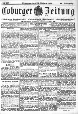 Coburger Zeitung Dienstag 25. August 1908