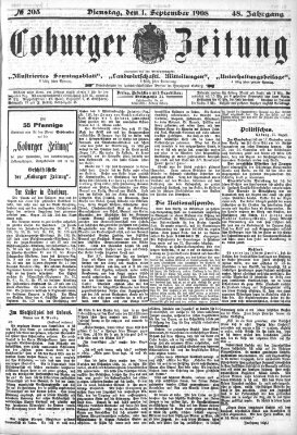 Coburger Zeitung Dienstag 1. September 1908