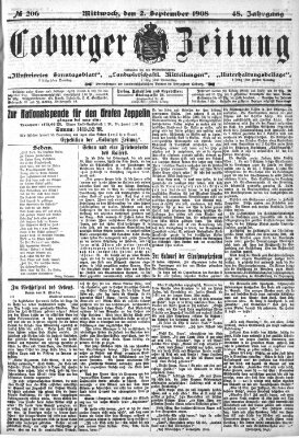 Coburger Zeitung Mittwoch 2. September 1908