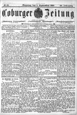 Coburger Zeitung Dienstag 8. September 1908