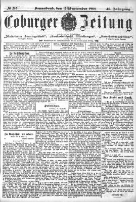 Coburger Zeitung Samstag 12. September 1908