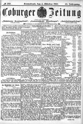 Coburger Zeitung Samstag 3. Oktober 1908