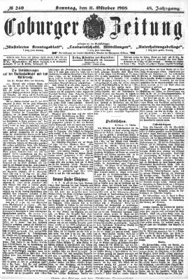 Coburger Zeitung Sonntag 11. Oktober 1908