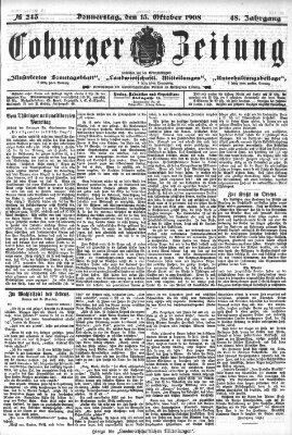 Coburger Zeitung Donnerstag 15. Oktober 1908