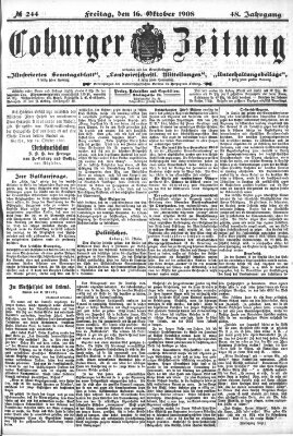 Coburger Zeitung Freitag 16. Oktober 1908