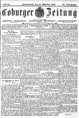 Coburger Zeitung Samstag 17. Oktober 1908