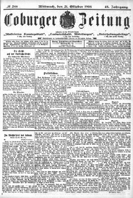 Coburger Zeitung Mittwoch 21. Oktober 1908