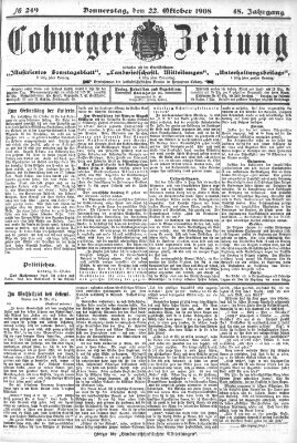 Coburger Zeitung Donnerstag 22. Oktober 1908