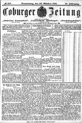 Coburger Zeitung Donnerstag 29. Oktober 1908