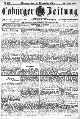 Coburger Zeitung Dienstag 10. November 1908