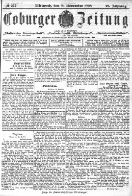 Coburger Zeitung Mittwoch 18. November 1908