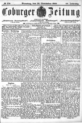 Coburger Zeitung Dienstag 24. November 1908