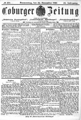 Coburger Zeitung Donnerstag 26. November 1908