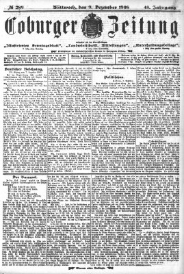 Coburger Zeitung Mittwoch 9. Dezember 1908