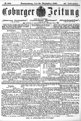 Coburger Zeitung Donnerstag 10. Dezember 1908