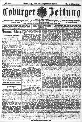 Coburger Zeitung Dienstag 15. Dezember 1908