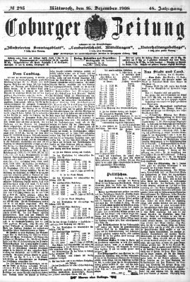 Coburger Zeitung Mittwoch 16. Dezember 1908