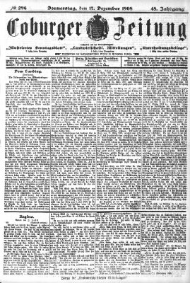 Coburger Zeitung Donnerstag 17. Dezember 1908