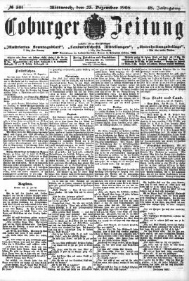 Coburger Zeitung Mittwoch 23. Dezember 1908