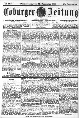 Coburger Zeitung Donnerstag 24. Dezember 1908