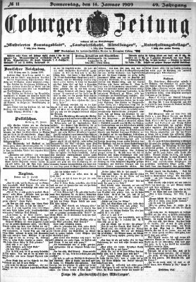 Coburger Zeitung Donnerstag 14. Januar 1909