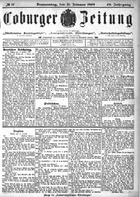 Coburger Zeitung Donnerstag 21. Januar 1909