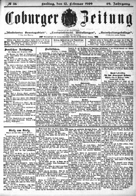 Coburger Zeitung Freitag 12. Februar 1909