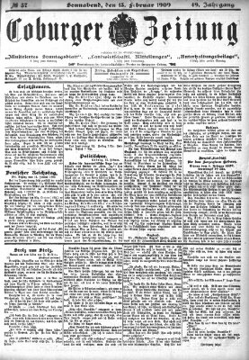 Coburger Zeitung Samstag 13. Februar 1909