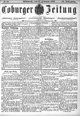 Coburger Zeitung Mittwoch 17. Februar 1909