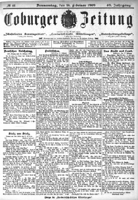 Coburger Zeitung Donnerstag 18. Februar 1909