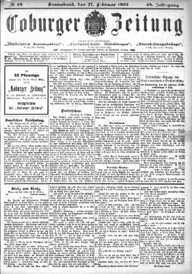 Coburger Zeitung Samstag 27. Februar 1909