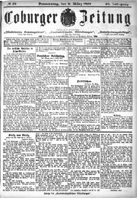 Coburger Zeitung Donnerstag 11. März 1909