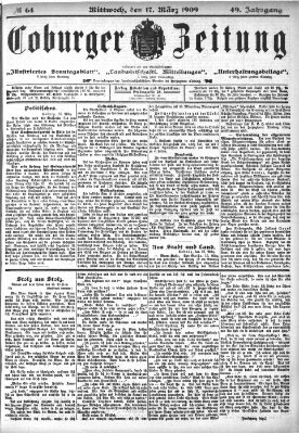 Coburger Zeitung Mittwoch 17. März 1909