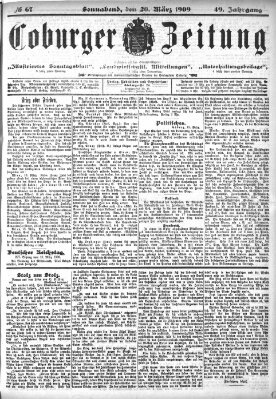 Coburger Zeitung Samstag 20. März 1909