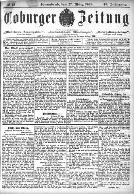 Coburger Zeitung Samstag 27. März 1909