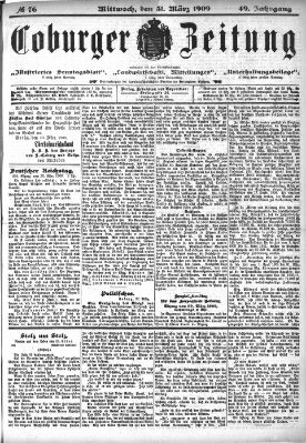 Coburger Zeitung Mittwoch 31. März 1909